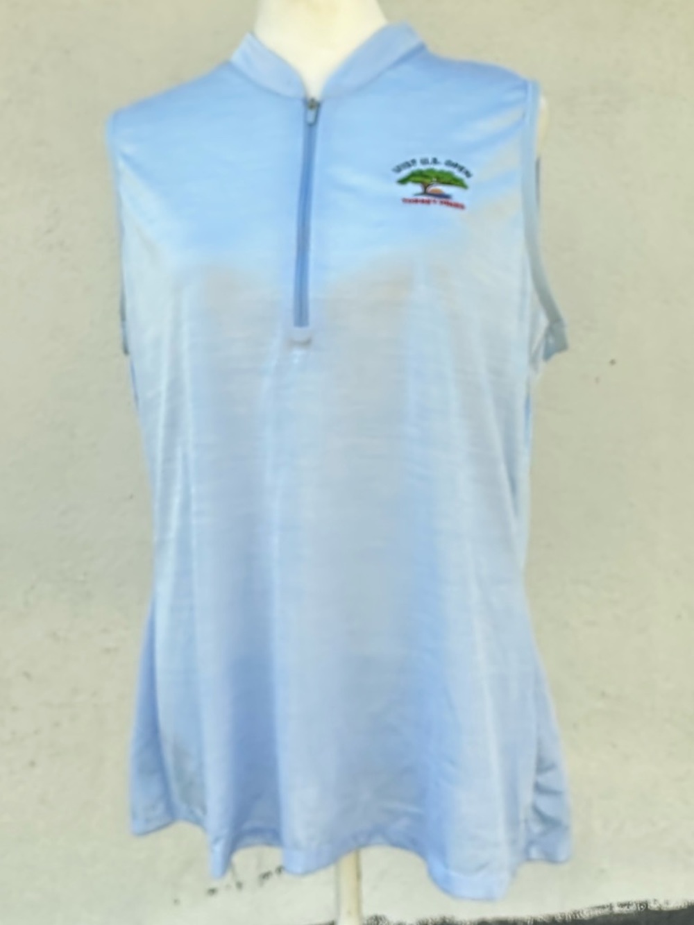adidas Light Blue Sleeveless Zip Polo Top